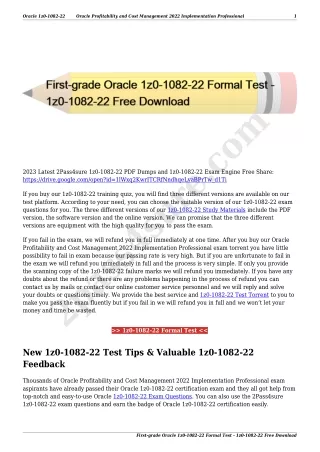 First-grade Oracle 1z0-1082-22 Formal Test - 1z0-1082-22 Free Download