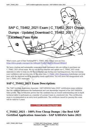 SAP C_TS462_2021 Exam | C_TS462_2021 Cheap Dumps - Updated Download C_TS462_2021 Excellect Pass Rate