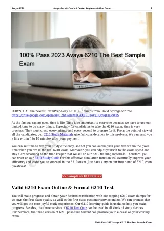 100% Pass 2023 Avaya 6210 The Best Sample Exam