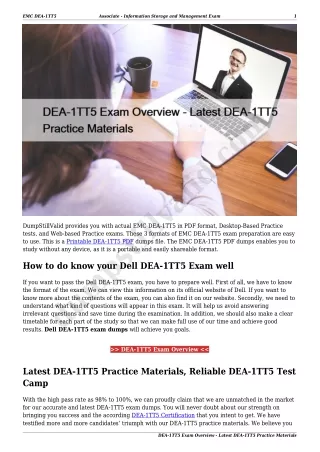 DEA-1TT5 Exam Overview - Latest DEA-1TT5 Practice Materials