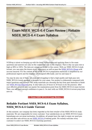 Exam NSE6_WCS-6.4 Cram Review | Reliable NSE6_WCS-6.4 Exam Syllabus