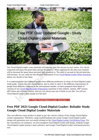 Free PDF Quiz Updated Google - Study Cloud-Digital-Leader Materials