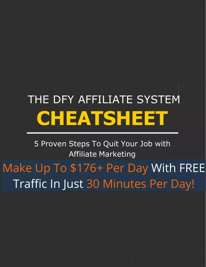 the dfy affiliate system cheatsheet