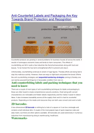 anti counterfeit labels and packaging