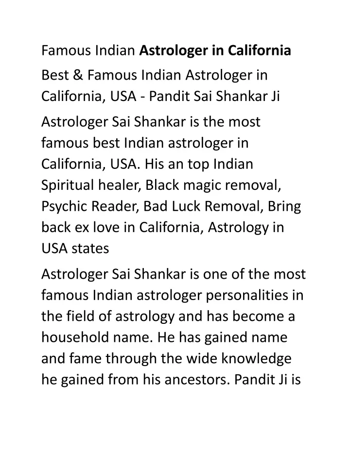 famous indian astrologer in california best