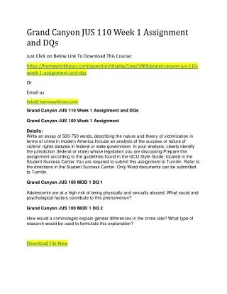 grand canyon jus 110 week 1 assignment and dqs