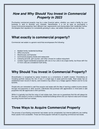 How and Why Should You Invest in Commercial Property in 2023
