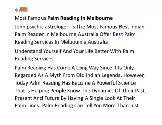 most famous palm reading in melbourne john