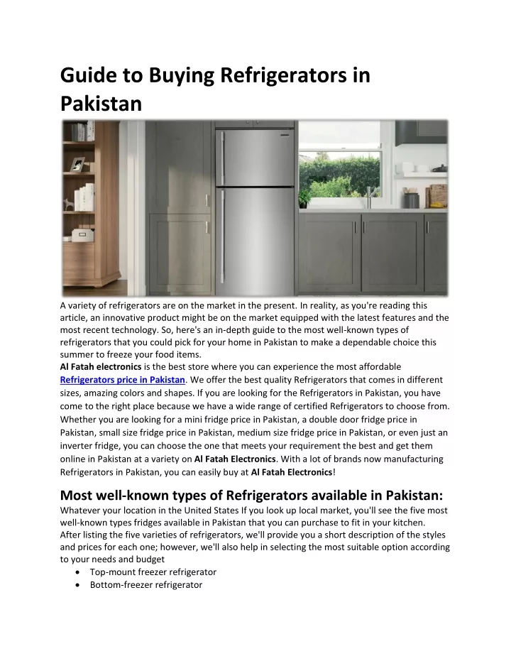 guide to buying refrigerators in pakistan