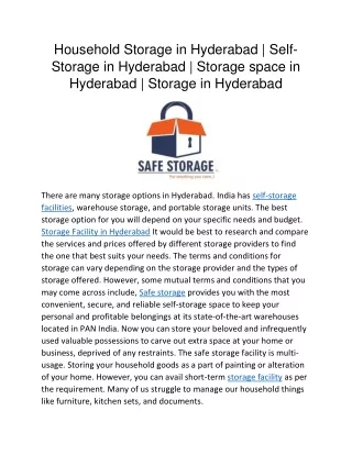 Self Storage in Hyderabad