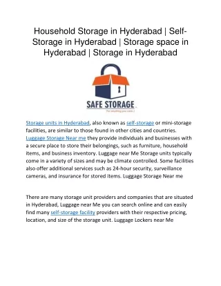 Storage facility in Hyderabad