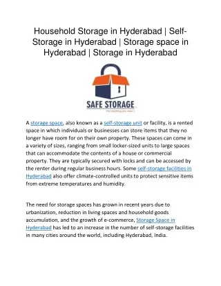 Storage space in Hyderabad