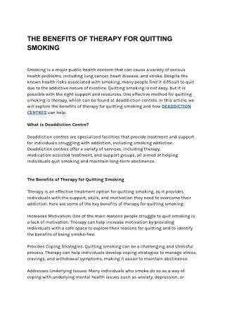 the benefits of therapy for quitting smoking
