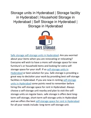 Storage units in Hyderabad