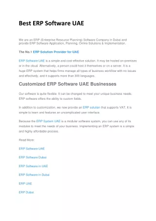 Best ERP Software UAE