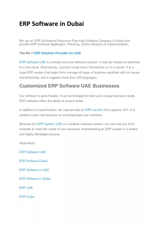 ERP Software in Dubai