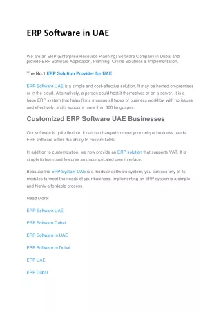 ERP Software in UAE