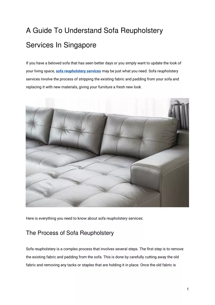 a guide to understand sofa reupholstery