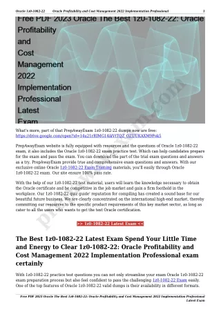 Free PDF 2023 Oracle The Best 1z0-1082-22: Oracle Profitability and Cost Management 2022 Implementation Professional Lat
