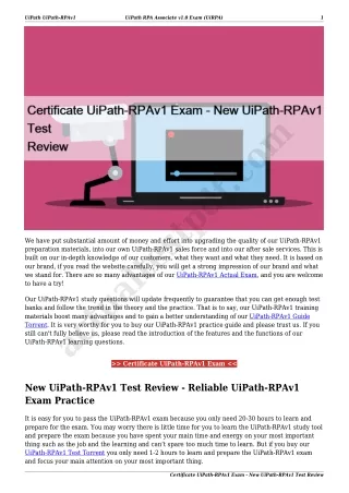 Certificate UiPath-RPAv1 Exam - New UiPath-RPAv1 Test Review