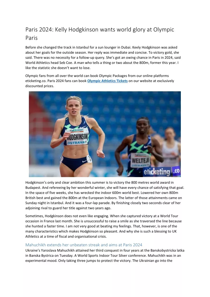 paris 2024 kelly hodgkinson wants world glory