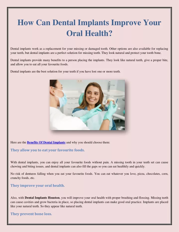 how can dental implants improve your oral health