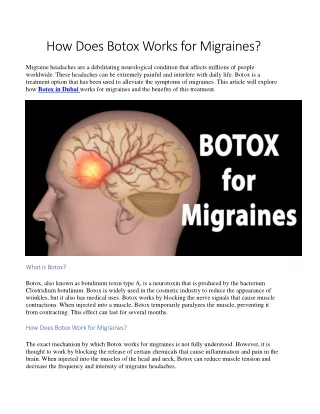 How Does Botox Works for Migraines