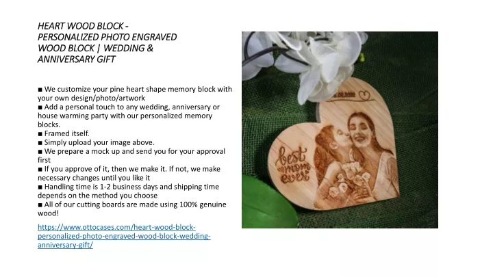 heart wood block personalized photo engraved wood block wedding anniversary gift