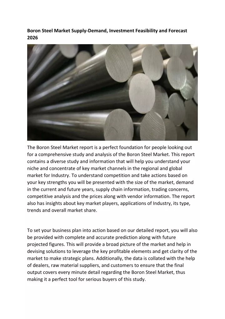 boron steel market supply demand investment