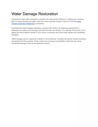 Water Damage Restoration