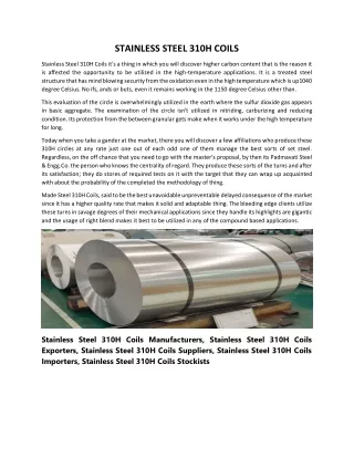 Stainless Steel 310H Coils Exporters In India