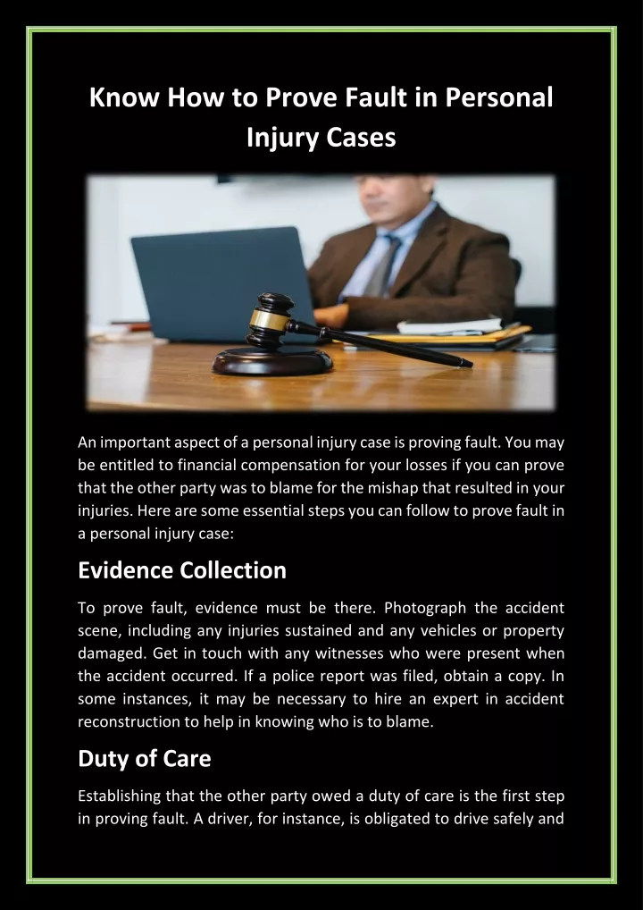 know how to prove fault in personal injury cases
