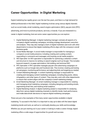 career opportunities in digital marketing