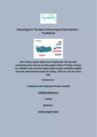 Searching For The Best Turkey Export Data Service  - TradeImeX