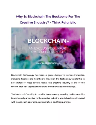 why is blockchain the backbone for the