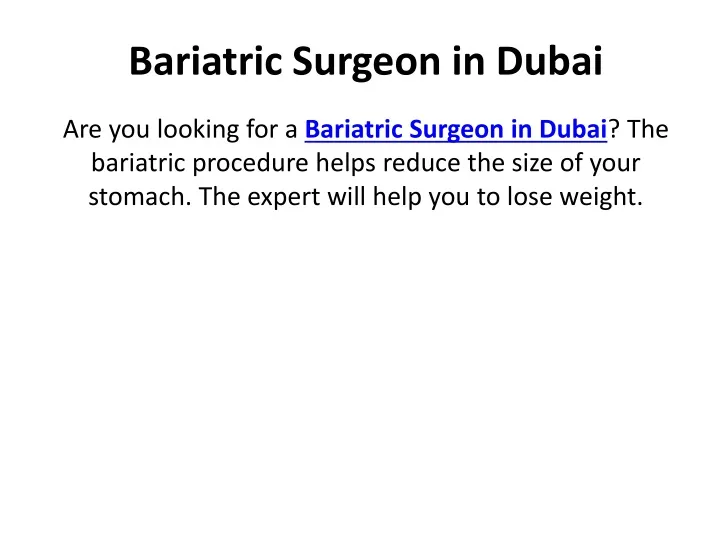 bariatric surgeon in dubai
