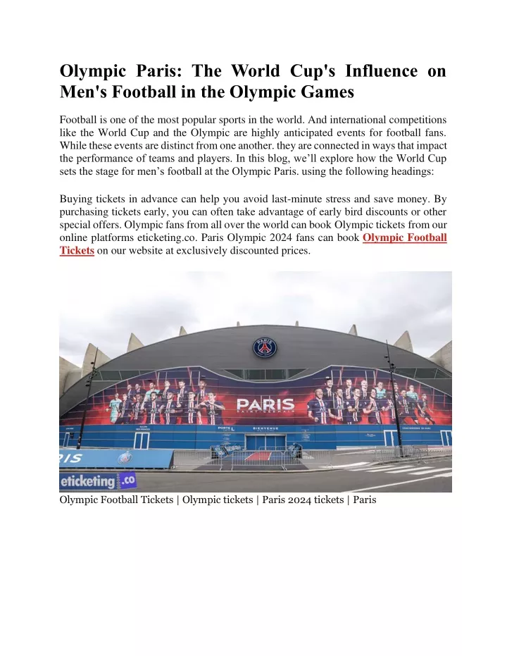 olympic paris the world cup s influence