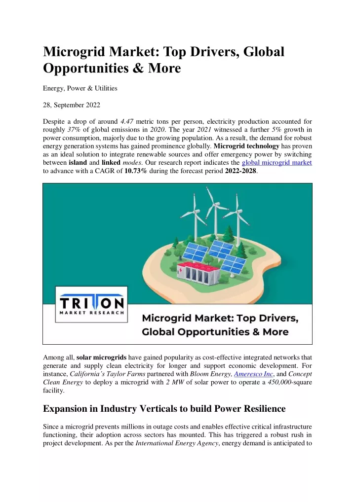 microgrid market top drivers global opportunities
