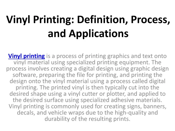 vinyl printing definition process and applications