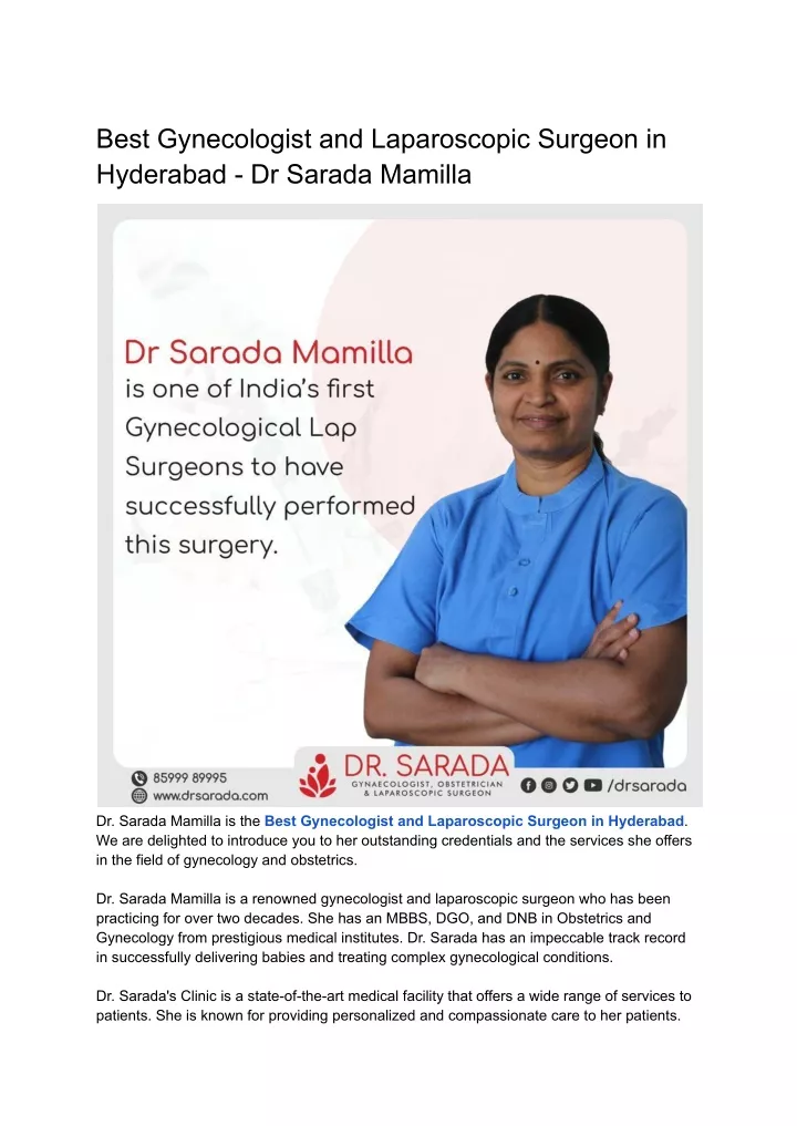 best gynecologist and laparoscopic surgeon