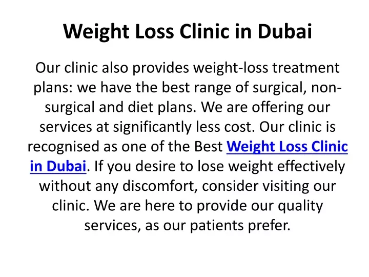 weight loss clinic in dubai