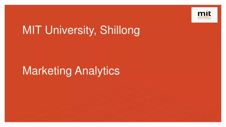 mit university shillong marketing analytics