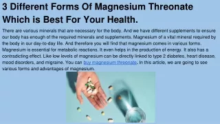 3 different forms of magnesium threonate which is best for your health