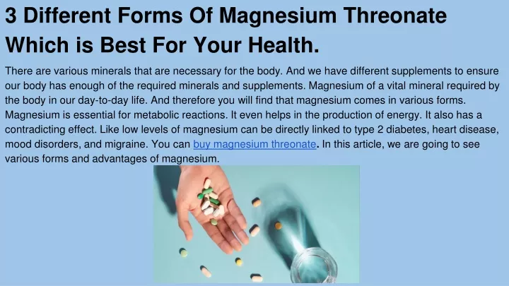 3 different forms of magnesium threonate which is best for your health