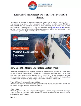 Know About the Different Types of Marine Evacuation Systems