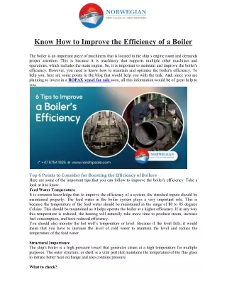 Know How to Improve the Efficiency of a Boiler