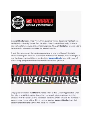 Honda Powerhouse Dealer In Orem, Utah | Monarch Honda