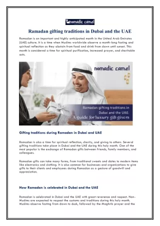 Ramadan gifting traditions in Dubai and the UAE