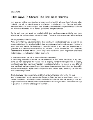 client twd title ways to choose the best door