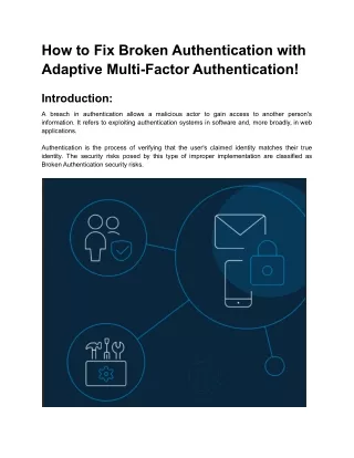 How to Fix Broken Authentication with Adaptive Multi-Factor Authentication